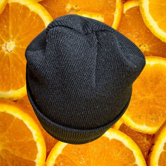 Mushroom Beanie Black Knit Hat Winter Cap Colorful Embroidered Patch‎ - Picture 3 of 5